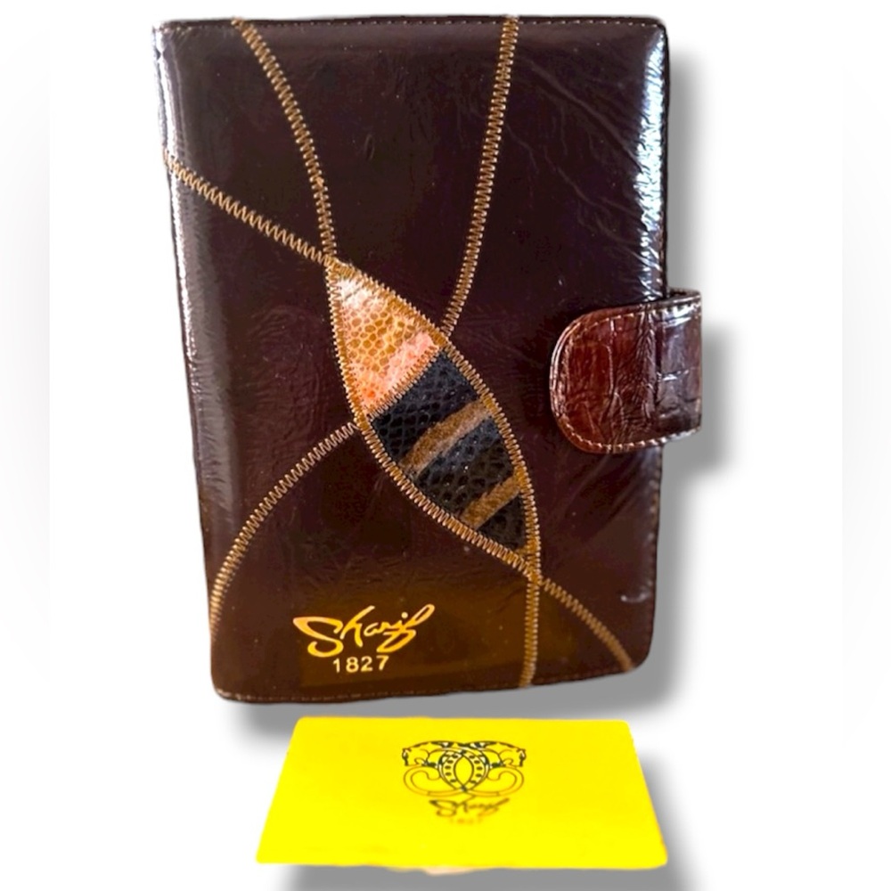 Sharif 1827 Vintage Eel Skin Leather Passport Holder Photo Travel Document